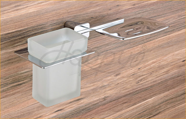 Combo Brass Soap Dish and Glass Tumbler