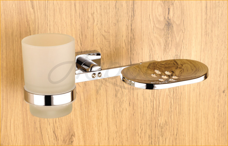 Combo Brass Soap Dish and Glass Tumbler