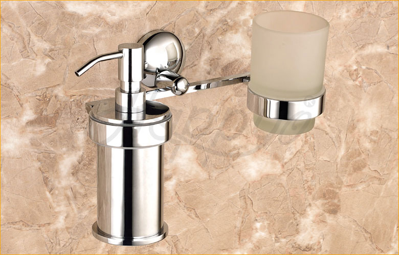 Combo Brass Liquid Dispenser and Glass Tumbler